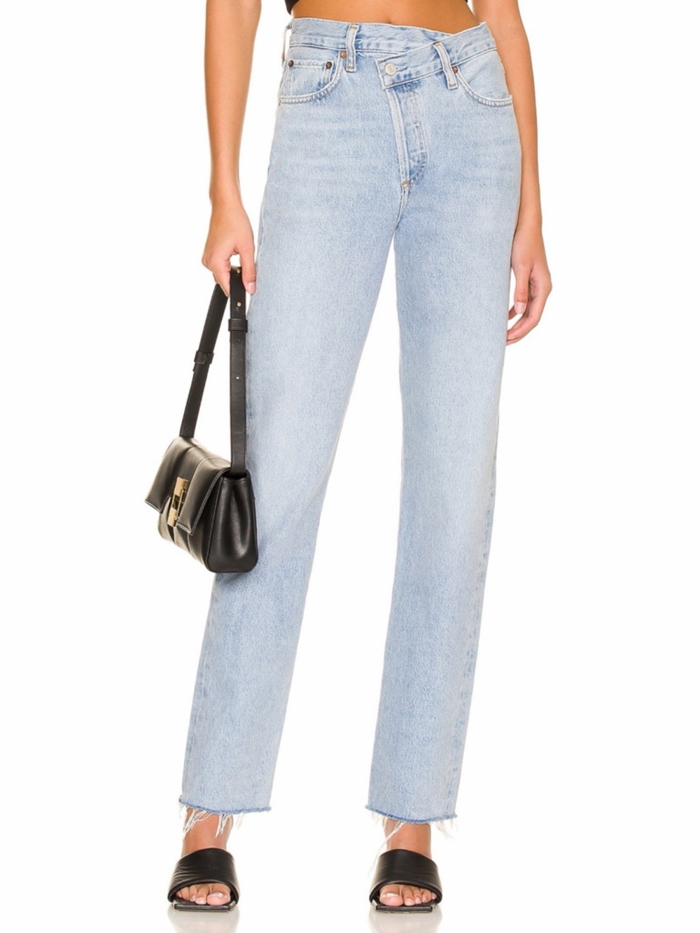 Agolde Criss Cross Straight Leg Dimension Light Wash Organic Cotton Denim Jeans